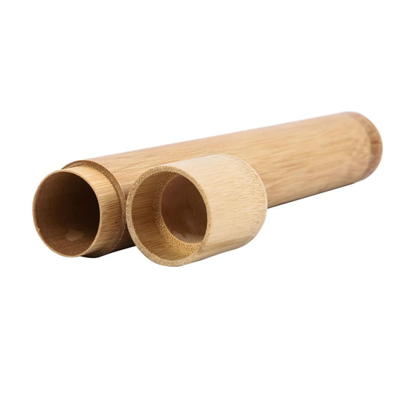 Miangastore 1 Pce Porte-Brosse à Dents Portable Étui Rond en Bambou pour Voyage Randonnée Camping