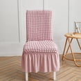 thumbnail image 3 of KBOOK Chair Slipcover Pleated Ruffled Skirt Dining Chair Cover Protector, Pink, 3 of 6