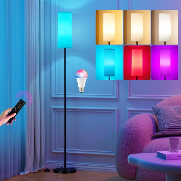 Lámpara de Piso Ambimall 163 cm RGB con Control Remoto y Bombilla Inteligente de 9W