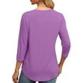 thumbnail image 5 of Womens 3/4 Sleeve Tunic Tops Basic Tees Crewneck Pleated Shirts Pure Pullover Curved Hem Blouse Top, 5 of 8