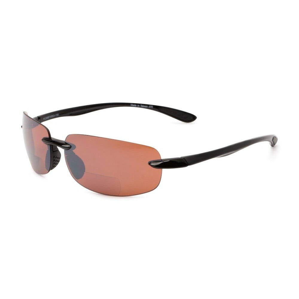 "The Influencer" Bifocal Sunglasses - Lightweight Unisex Reading Sunglasses - Black/HD Amber - 2.00