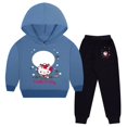 thumbnail image 3 of Hello Kitty-ropa informal para niña, suéter con capucha de dos piezas y pantalones, traje de moda de algodón con estampado de dibujos animados, 3 of 5