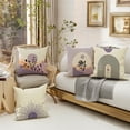 thumbnail image 2 of Purple Bohemian Pillow Covers 18x18 Set of 4, Geometric Abstract Decorative Throw Pillows for Couch & Bed, Modern Mid Century Sun Sunset Sunrise Theme Indoor & Outdoor Decor, 2 of 6