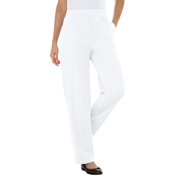 Woman Within Plus Size 7-Day Knit Ribbed Straight-Leg Pull-On Pants