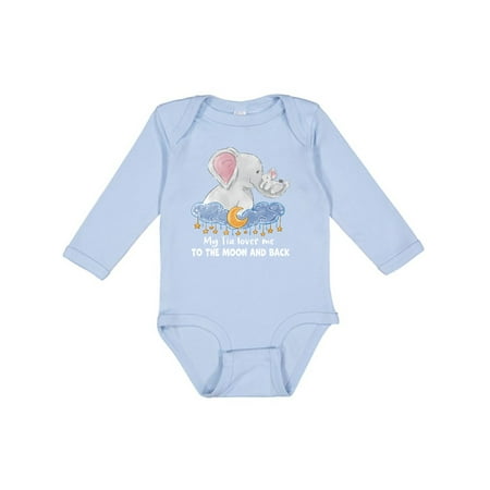 

Inktastic My Tia Loves me to the Moon and Back Elephant Family Boys or Girls Long Sleeve Baby Bodysuit