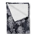 thumbnail image 2 of Floral Soft Flannel Fleece Throw Blanket, Gothic Flower Bouquet Chrysanthemum Blooming Harvest Baroque Motif, Cozy Plush for Indoor and Outdoor Use, 60" x 80", Indigo Pale Grey, by Ambesonne, 2 of 5