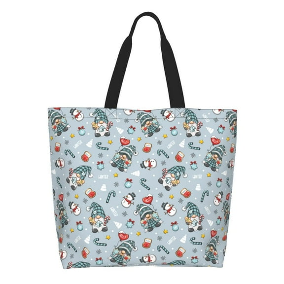 Rocae Winter Gnome And Snowman for Big Capacity Shoulder Bag with Pockets,Tote Bag for Women Handbag