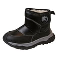 thumbnail image 5 of Kids Platform Snow Boots Boys Girls Waterproof Antislip Hook and Loop Comfy Warm Furry Lined Winter Outdoor Hiking Ankle Booties 1.5 Big Kid Black, 5 of 5