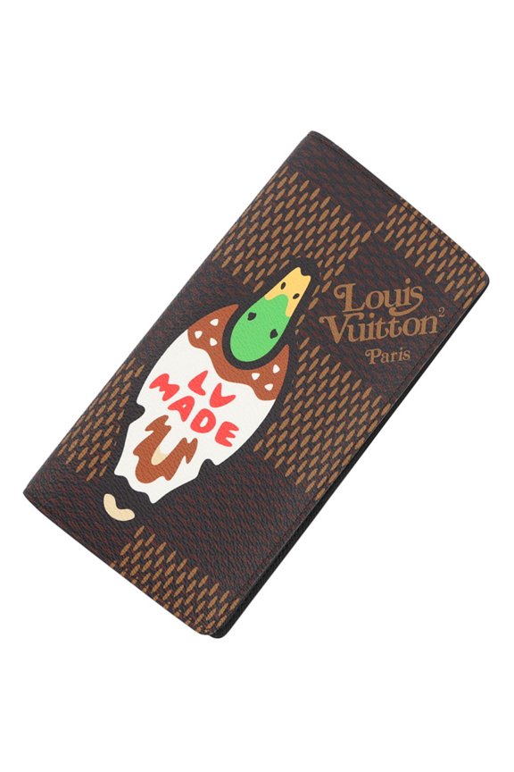 Pre-Owned Louis Vuitton Damier Long Wallet Portefeuille Brazza N60393 NIGO Collaboration LV...
