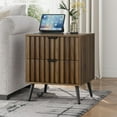 thumbnail image 1 of Semiocthome Modern Nightstand with 2 Drawers, Bedside Table with Fluted Drawers, Bedroom, Walnut, 1 of 7
