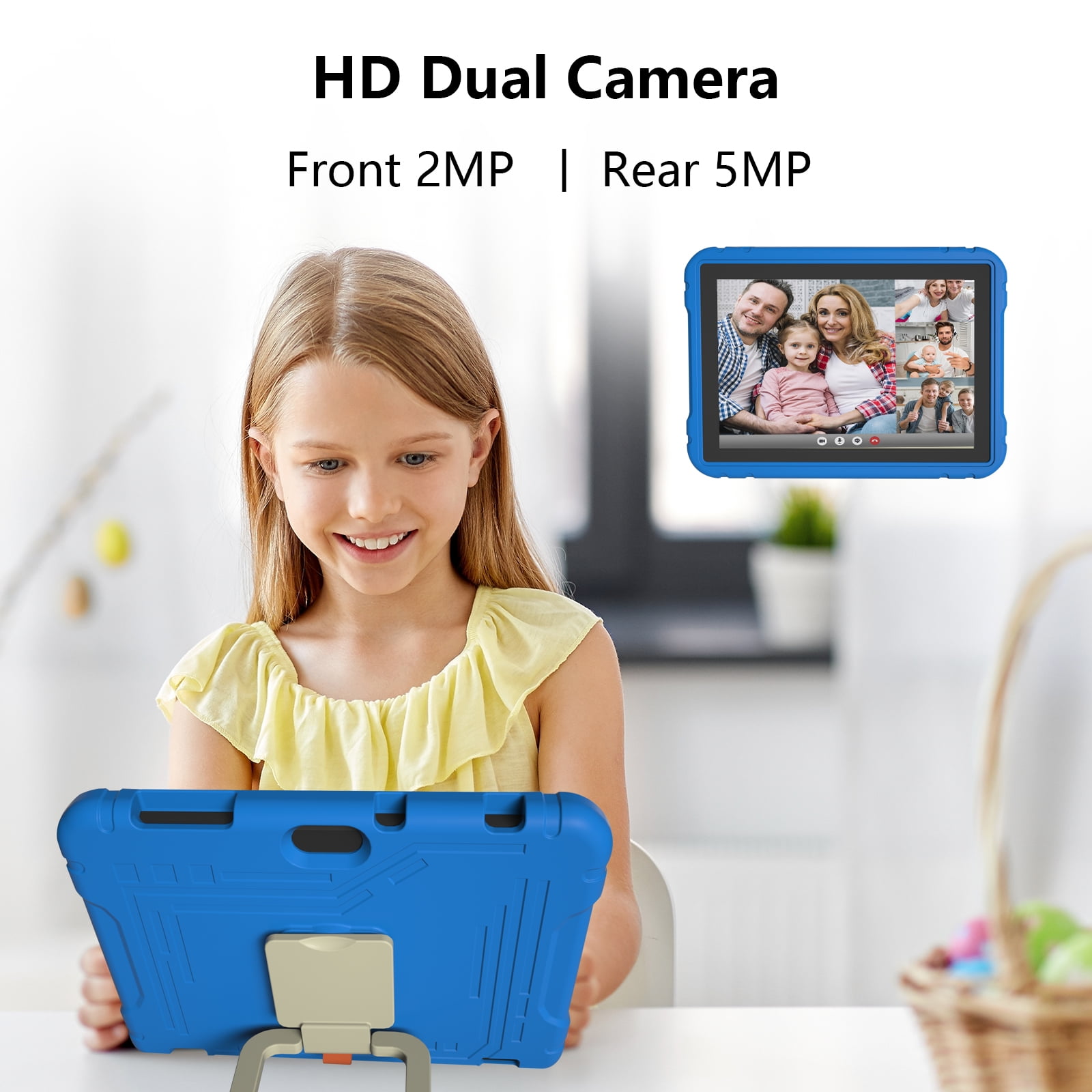 Easyonlife Kids Tablet 10 Inch Android 13 64GB Children Tablets WiFi Kids Content Parental Control Gifts Ages 3-12 Blue