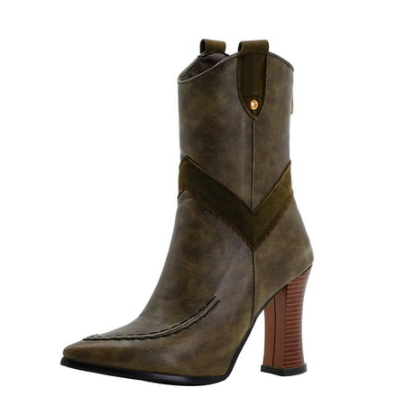 

Fall Savings Clearance Deals 2022! Hvyes High-heeled Mid-tube Boots Autumn And Winter Pointed Toe Fashion Plus Size Boots Women s Boots