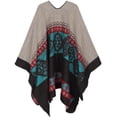 thumbnail image 2 of Poncho PAMEILA para mujer, de viaje, a cuadros, con la parte delantera abierta, de Shawl Wraps, 2 of 9