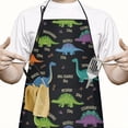 thumbnail image 2 of Black Dinosaurs with Weight Tags Apron-Garden Aprons for Women with Pockets-Cotton Linen Waterproof Kitchen Cooking Gardening Aprons Adjustable for Kitchen,Cooking,BBQ and Salon 33x27 Inch, 2 of 7