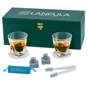 Whiskey Glass and Cooling Stones, LANFULA Whisky Gift Set, 10oz Crystal Glasses Grantie Chilling Rocks