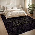 thumbnail image 3 of ODIKA 8'x10' Ultra-Soft Area Rug, Horror Bat Gothic Baroque Motif Ornamental Scroll Border Scrollwork None Washable, Bare feet friendly, Silk-Touch for Bedroom, Under Sectional, 3 of 7