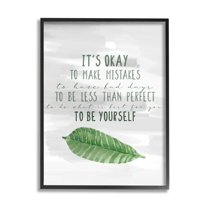 Stupell Industries Motivational Okay to Make Mistakes Green Leaf Black Framed by Kim Allen