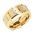 thumbnail image 2 of Tungsten Rings for Mens Gold Wedding Bands 3 CZ Inlaid Jewerly Size 8-15 (Tungsten, 15), 2 of 4