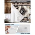 thumbnail image 3 of No Hook Cloth Fabric Shower Curtain with Snap in Liner, Brown Boho Waterproof Shower Curtains Set with See Through Top Window, Vintage Rustic Southwest Aztec Geometric Bath Curtains Shower 66"x72", 3 of 6