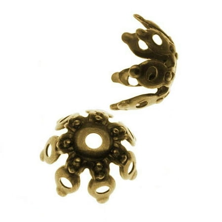 Antiqued Brass Openwork Flower Bead Caps - 9mm (24)