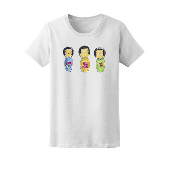 Watercolor Japanese Kokeshi Doll T-Shirt Women -Image by Shutterstock, Female x-Large