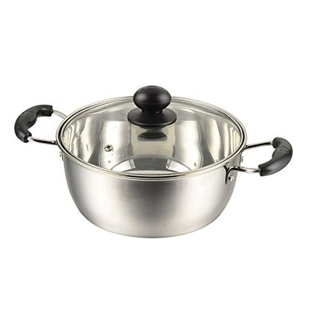 

PEARL KINZOKU Double-handed pot 20cm with glass pot lid IH compatible Stainless steel fan to make HB-2933