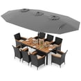thumbnail image 1 of Costway 11 PCS Patio Wicker Dining Set with Double-Sided Outdoor Umbrella 8 Stackable Chairs, 1 of 9
