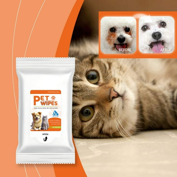Pet Tear Stain Cleaning Wipes Gentle Non Wash Care Solution for Daily Eye Area Hygiene 10PCS