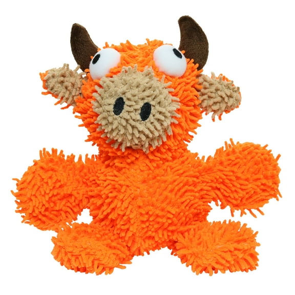 Mighty Microfiber Ball Med Bull Orange Durable Plush Squeaky Dog Toy
