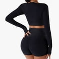 thumbnail image 2 of SWSMCLT Women's Long Sleeve Crop Top Quick Dry Halter Strappy Padded Gym Tshirt with Built-in Bra Yoga Shirt Ribbed Workout Cropped Top Black 8, 2 of 2