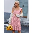 thumbnail image 5 of Zeagoo Womens Summer Dress Casual Ruffle Tiered Floral Square Neck Sundresses Beach Boho Mini A-line Dress 2025 with Pockets, 5 of 6