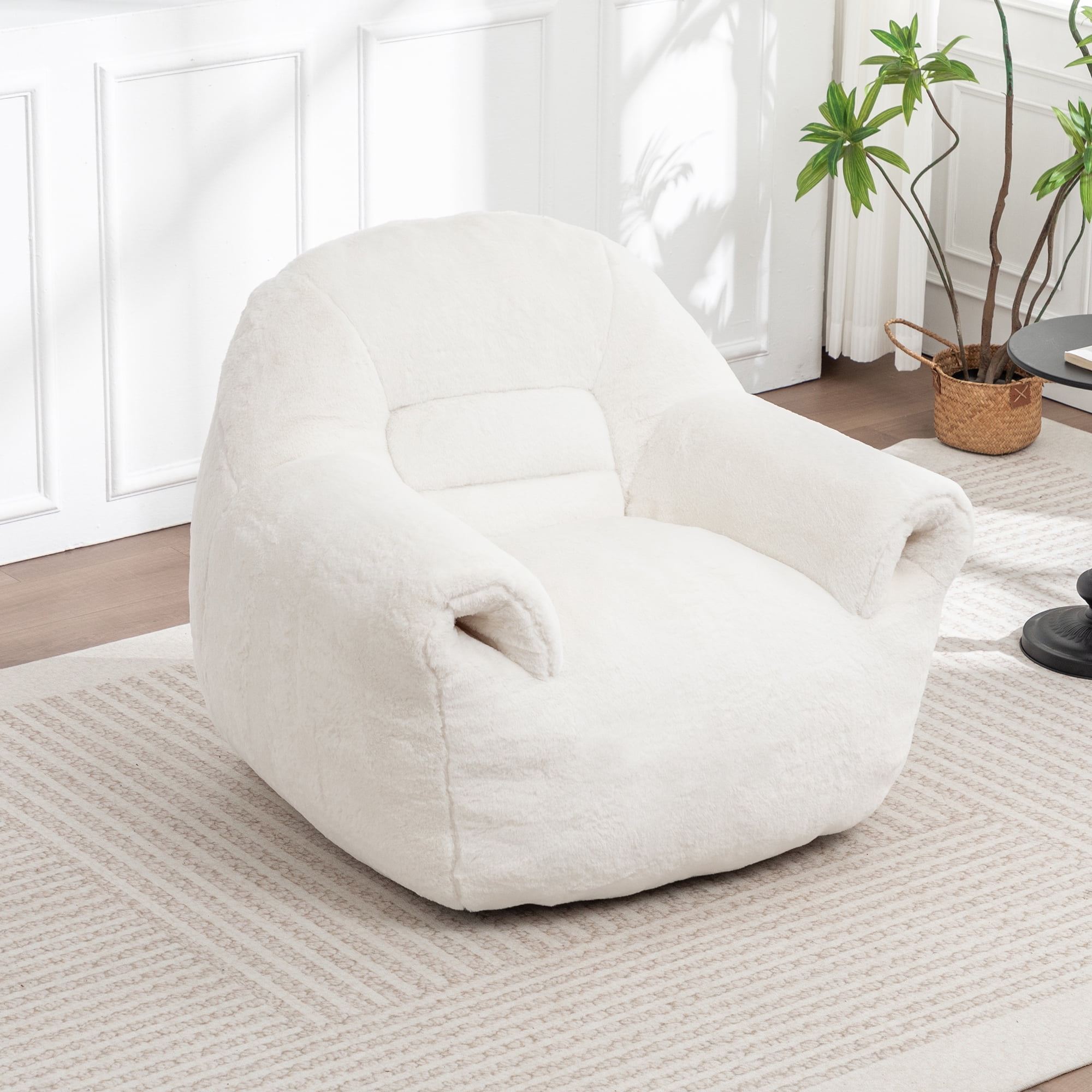 zyoiszvq 4ft Bean Bag Chair for Adults with Filling Memory Foam, Comfy Lazy Sofa Chair for Living Room, Bedroom, Apartment