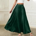 thumbnail image 5 of Skirt for Women Plus Size Summer Womens Skirts Solid Color Drawstring Pocket Elastic Waist Plus Size Skirts, Green-L, 5 of 5