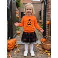 thumbnail image 3 of RUINIXCW Toddler Baby Girls Halloween Outfit Little Baby Girls Fall Clothes Cute Pumpkin Ghost Embroidery Long Sleeve Sweatshirt Top with Tulle Tutu Skirt Set, 3 of 8