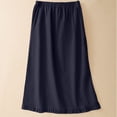 thumbnail image 2 of Cotton Linen Skirts for Women Spring Summer Beach Casual A Line Elastic High Waisted Flowy Midi Long Skirt Navy XXL(XXL), 2 of 5