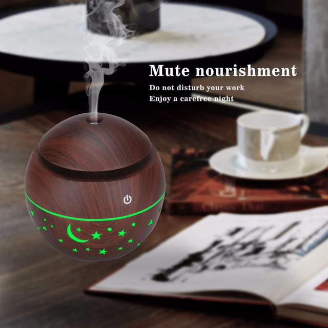 Portable Mini Humidifier Star Wood Grain Hollow Star Humidifier 130Ml Colorful Translucent Aromatherapy Diffuser