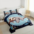 thumbnail image 3 of jejeloiu Cartoon Sloth Bedding Comforter Set,Retro Rustic Flower Twin Comforter Sets,Gray Blue Bedding Set For Girls Boys,Ultra Soft Home Decor Reversible,2-Piece, 3 of 8