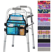 SupreGear Side Mount Walker Bag, Waterproof Folding Walker Organizer Pouch with Cup Holder, Double-Sided Storage, Blue