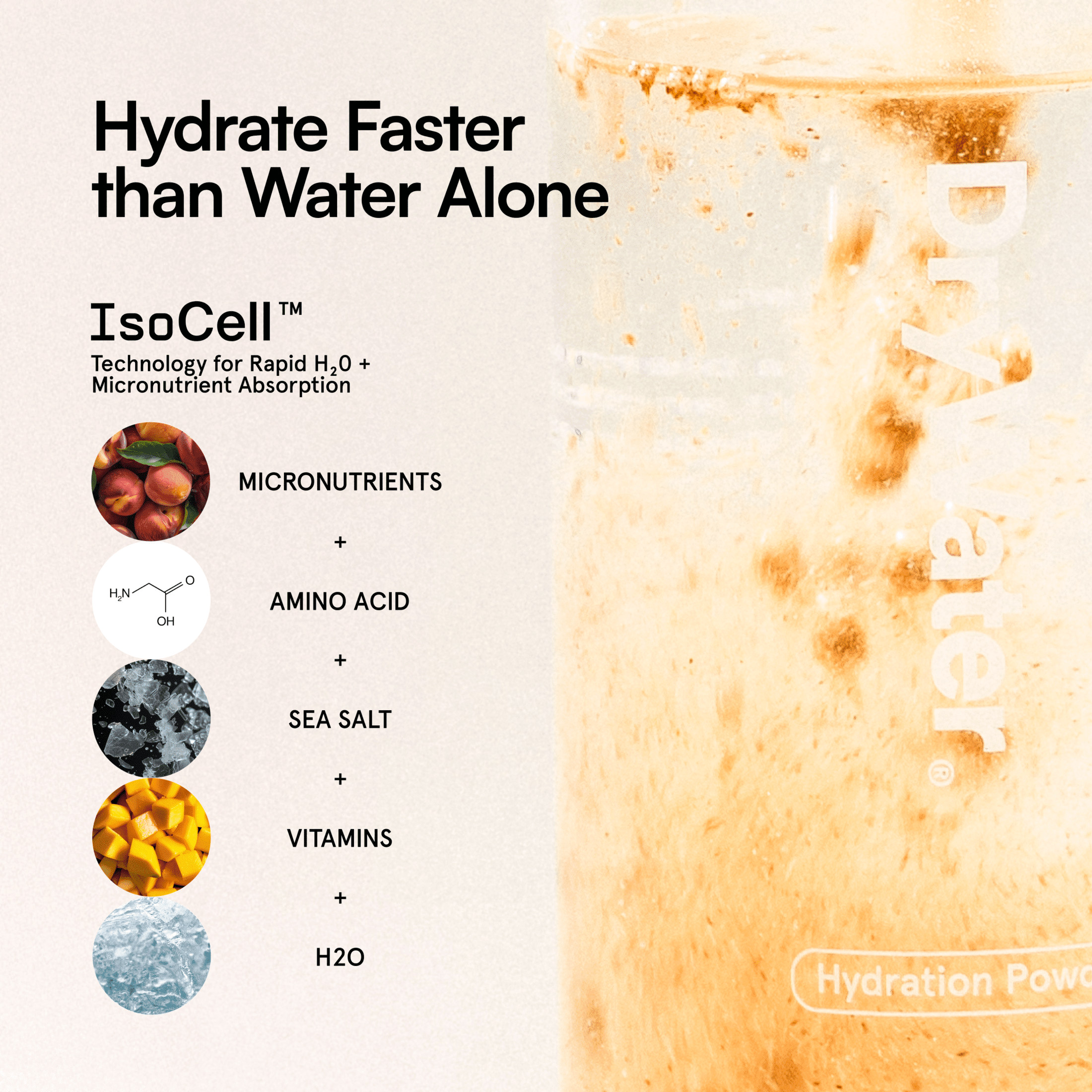 DryWater Hydration Powder with Electrolytes and Vitamins, Peach Mango Flavor, 6 Pack