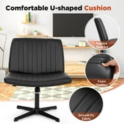 BestOffice Armless Office Chair, Criss Cross Legged, No Wheels Swivel for Men, Women(Black)