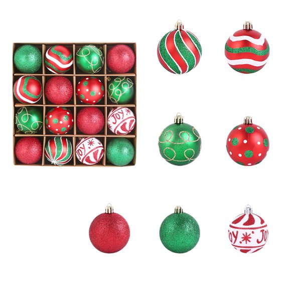 Mecorevxz Christmas Decorations 16Pcs 2.36Inch Painted Plastic Christmas Balls Holiday Accessories Suitable for Christmas Tree Small Pendants,Christmas Gifts
