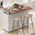 thumbnail image 5 of Harper & Bright Designs Farmhouse Kitchen Island with Drop Leaf and Wheels, Kitchen Storage Cart with Drawers and Internal Iron Shelf, Rolling Kitchen Island with Power Outlet, White, 5 of 17