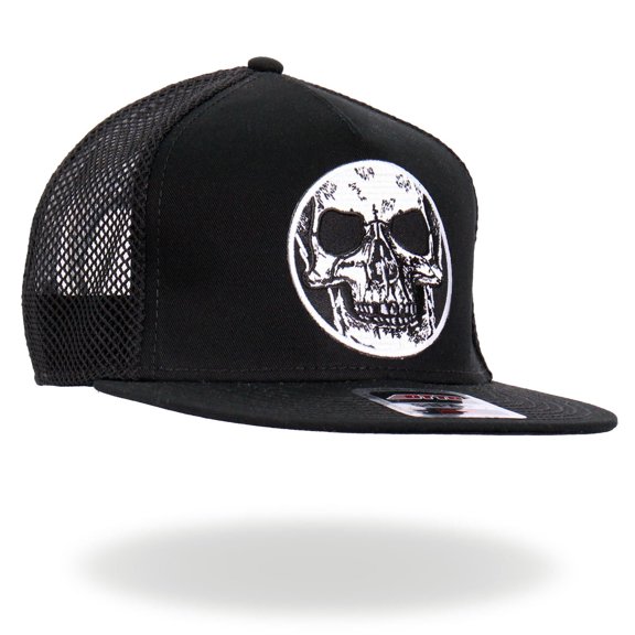 Hot Leathers GSH2023 Black Circle Skull Snapback Hat One Size