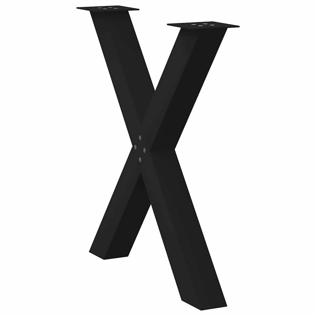 VidaXL Adjustable X-Shaped Dining Table Legs, Set Of 2 - Black Steel, 23.6" Wide, 28.3-28.7" High
