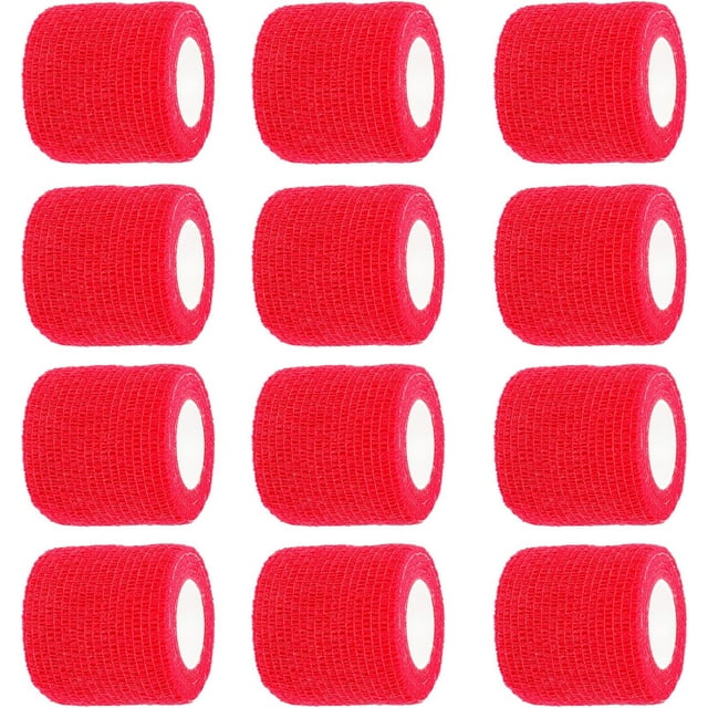 PinesC Bandage Auto-Élastique Respirant 12 Pcs Ruban de Sport Matériau Non Tissé pour Guérison Confortable Rouge