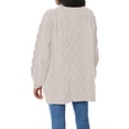 thumbnail image 4 of Women's Chunky Cable Knit Sweater Oversized Crewneck Cozy Soft Winter Pullover (Beige, L), 4 of 5