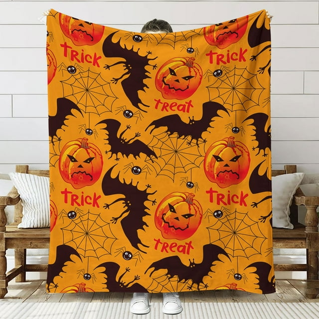 Boovnll Tapis pour Chambre, Couverture Motif Citrouille d'Halloween, Couverture Chaude en Flanelle Moderne pour Chambre, Chambre à Coucher, Décoration Intérieure, Tapis, Tapis de Chambre, Tapis, Tapis