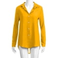 thumbnail image 4 of Hunpta Blouses for Women, Long Sleeve Shirts for Women, Loose Button Down Solid Color Tops Yellow, 4 of 4