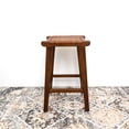 thumbnail image 2 of Dejang Mid-Century Modern Square Genuine Leather Counter Stool in Brown, 2 of 4