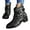Black, variant on Chenyee Women's Gothic Leather Block Heel Ankle Boots Fashion Studded Ankle Strap Punk Motorcycle Short Booties